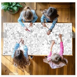 Creative Crayons Workshop Woodland Coloring Tablecloth 6 x 3 ft.  NEW